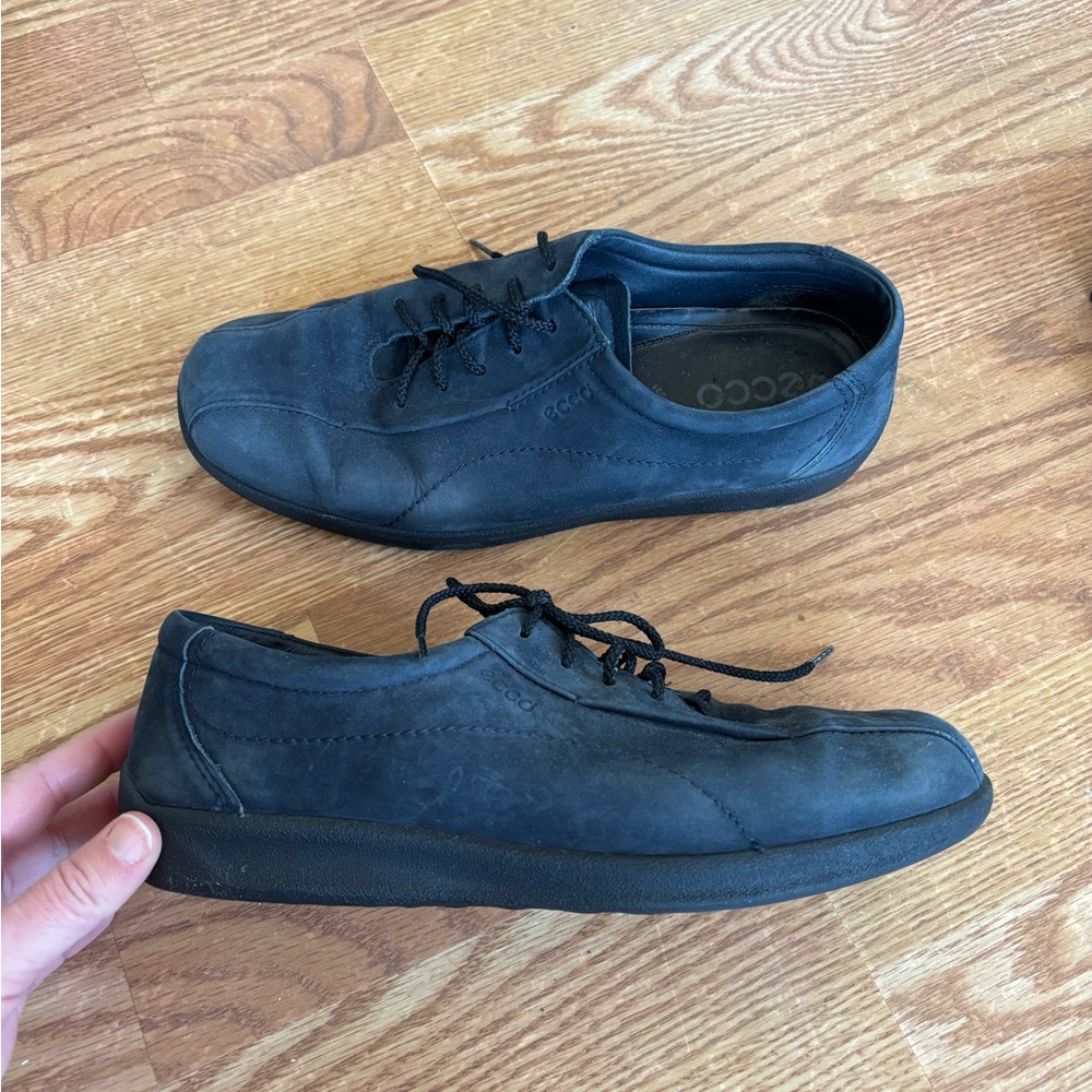 ECCO Black Suede Lace-Up Comfort Shoes – EU 39 (Approx US 8–8.5)